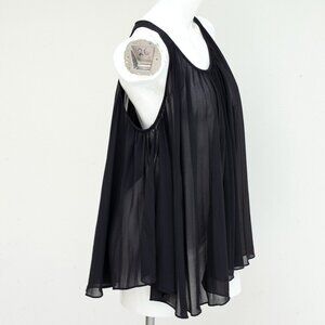 Club Monaco Racer Back Tank Blouse Black Silk Size S